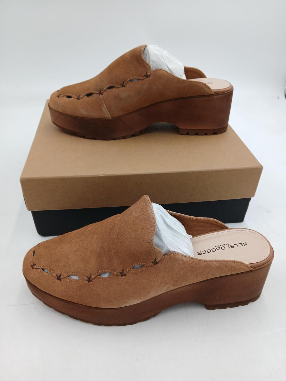 Kelsi Dagger Brooklyn WellsCS Shoes Womens Size 10 Brown Suede Mule Platform